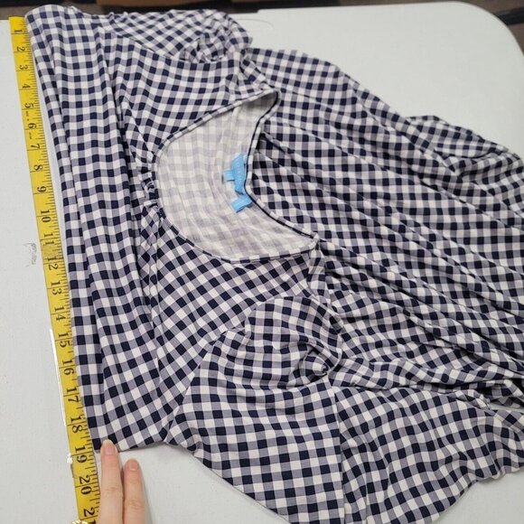 Draper James Women Gingham Cottagecore Midi Dress Size L Blue Retro 50S Picnic - Picture 6 of 9